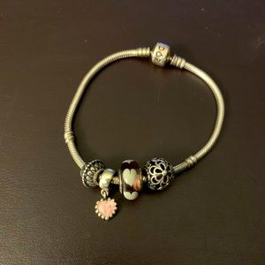 Silver Pandora bracelets with charms